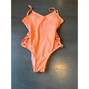 pink ribbed DECREE one piece swimsuit size XS